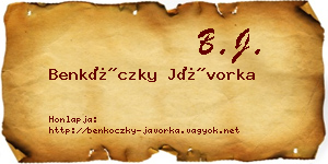 Benkóczky Jávorka névjegykártya
